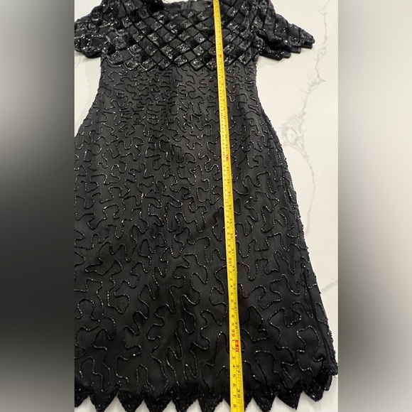 Vintage Laurence Kazar Womens Beaded Cocktail Dress Black Lined size small - Picture 10 of 12